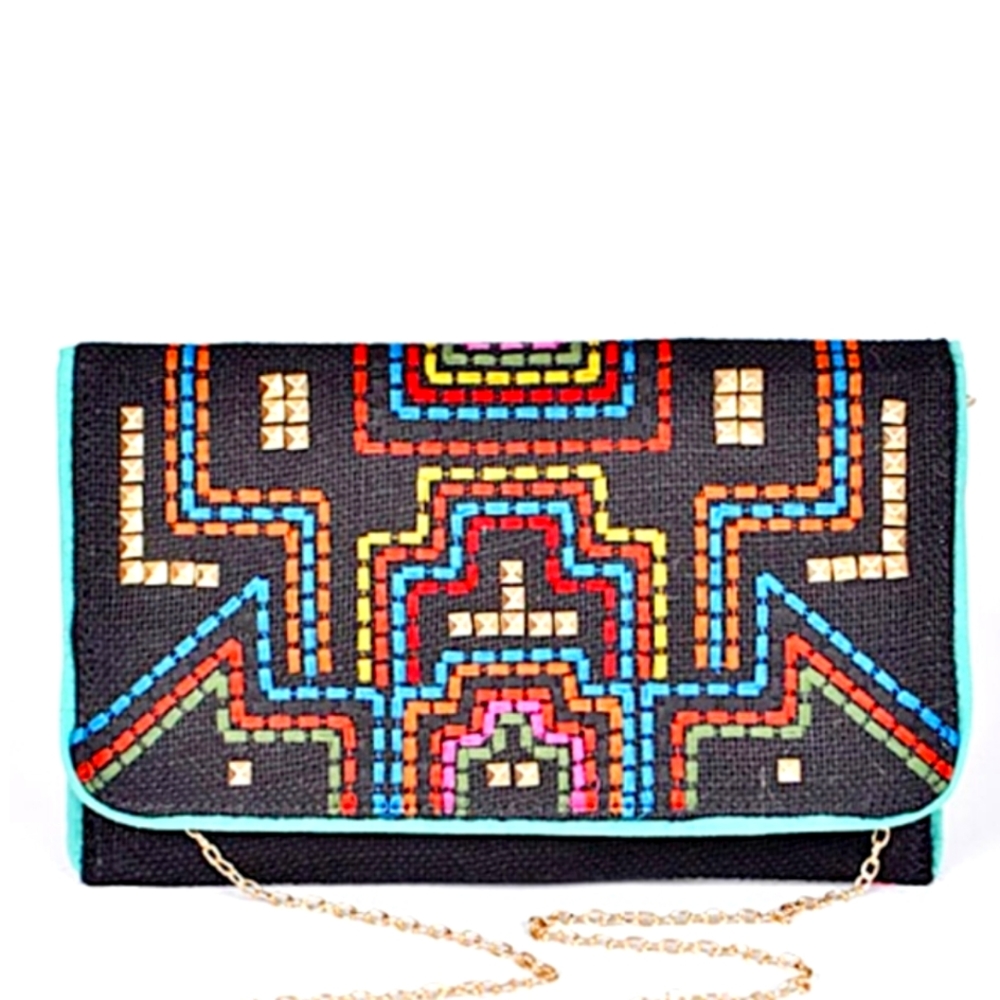 Multi Colored Large Clutch Purse